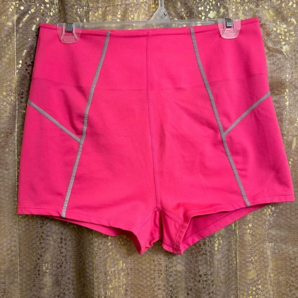 Free People Movement You're a Peach Athletic Shorts Hot Pink Flawed Large